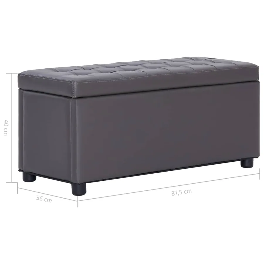 Pouf de rangement 87,5 cm Gris Similicuir - 6