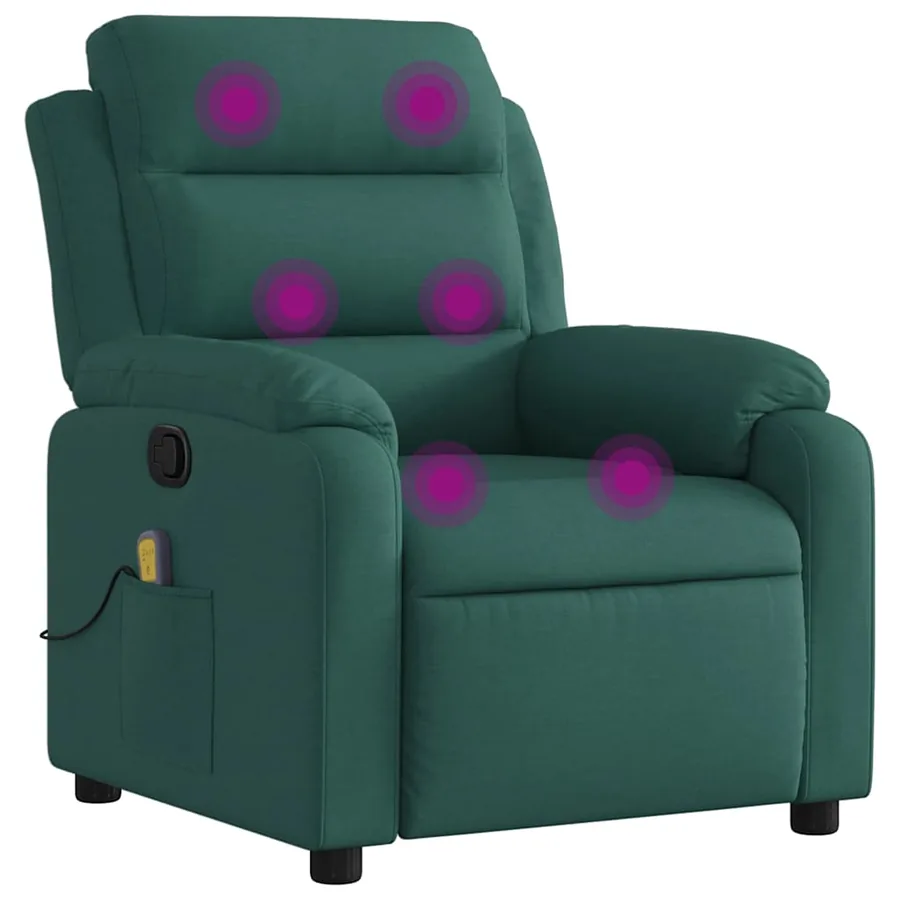 Fauteuil de massage inclinable Vert foncé Tissu - 2
