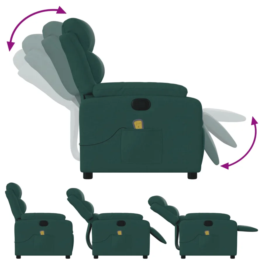 Fauteuil inclinable de massage vert foncé tissu - 5
