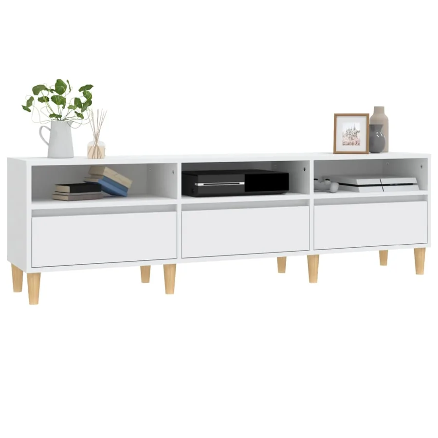 Meuble TV blanc 150x30x44,5 cm bois d'ingénierie - 4