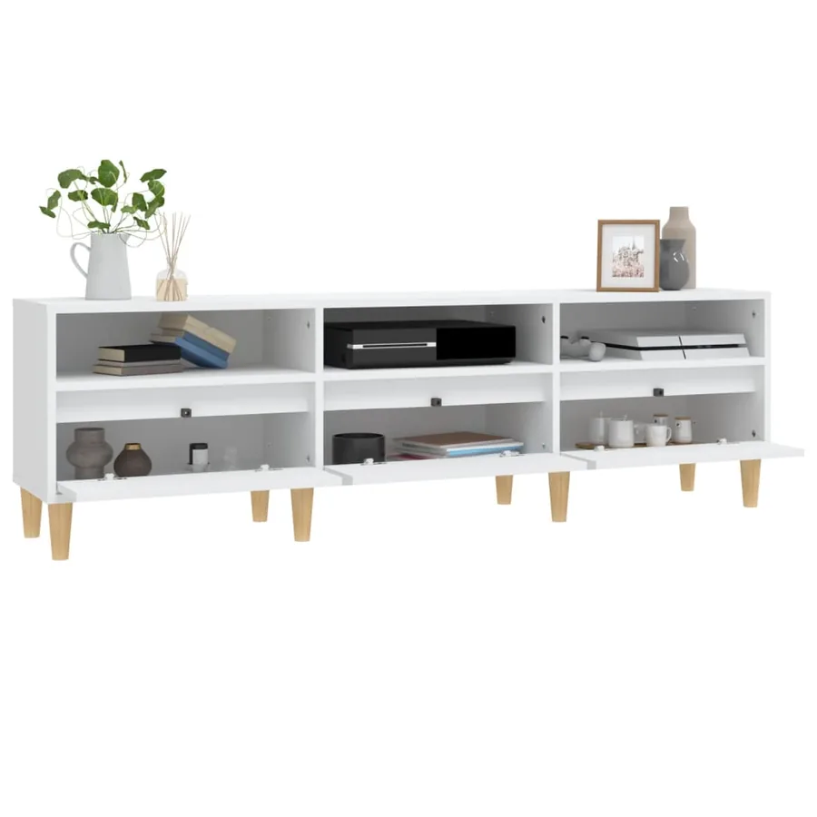 Meuble TV blanc 150x30x44,5 cm bois d'ingénierie - 5