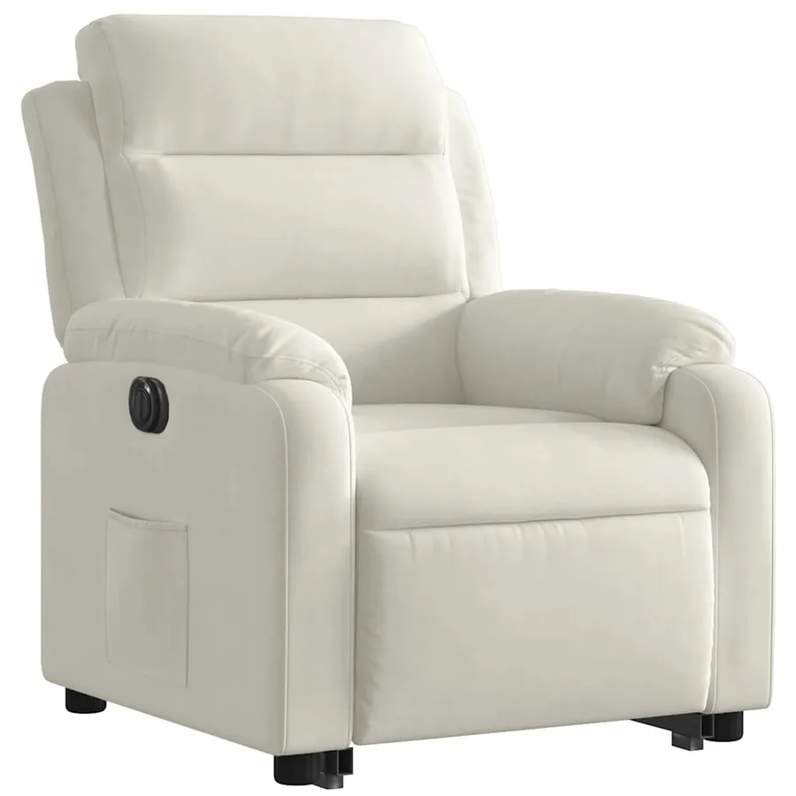 Fauteuil inclinable électrique crème velours - 4