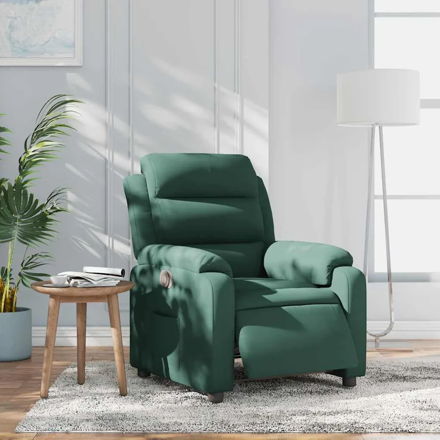 Fauteuil inclinable électrique vert foncé velours - 15