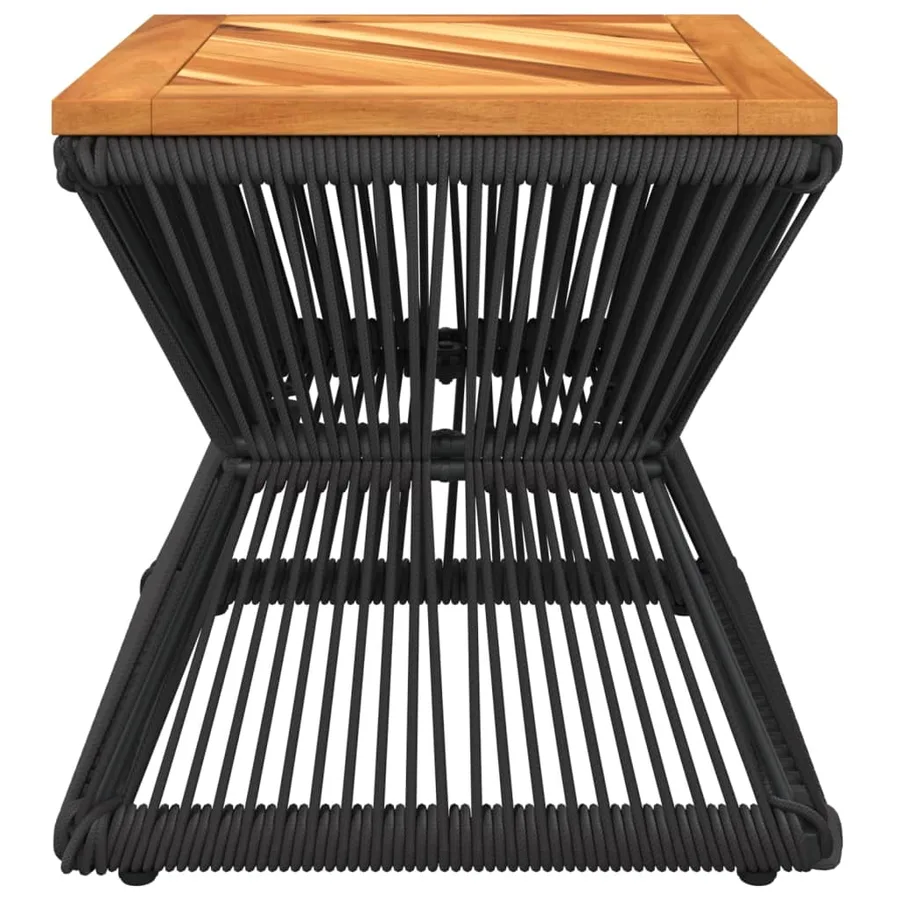 Table basse avec base en fil de fer noir bois d'acacia massif - 5