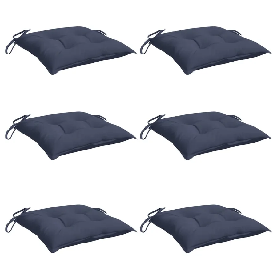 Coussins de chaise lot de 6 bleu marine 50x50x7 cm tissu oxford - 3