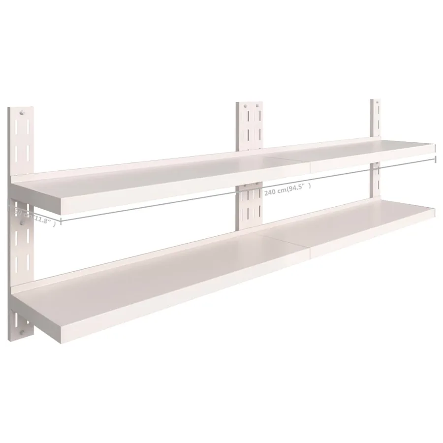 Étagères murales flottantes à 2 niveaux 2 pcs Inox 240x30 cm - 7