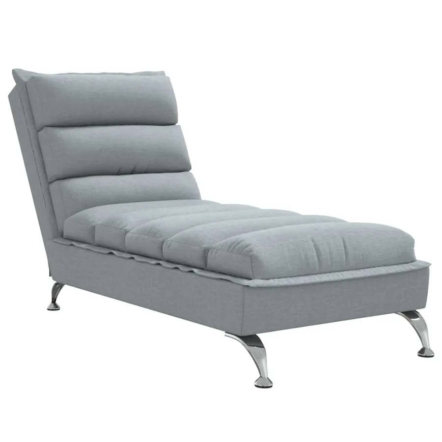 Chaise longue avec coussins gris clair tissu - 2