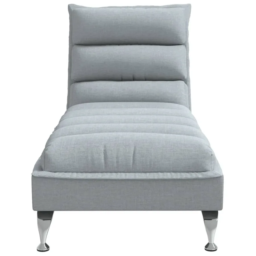 Chaise longue avec coussins gris clair tissu - 4