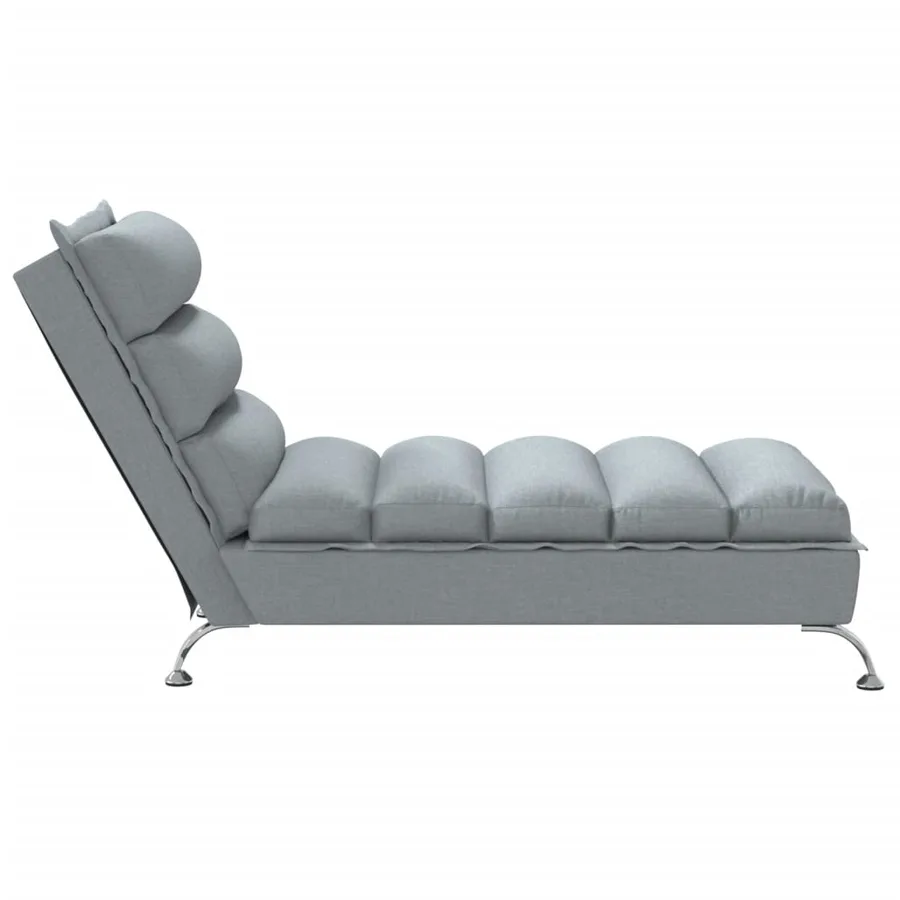 Chaise longue avec coussins gris clair tissu - 5