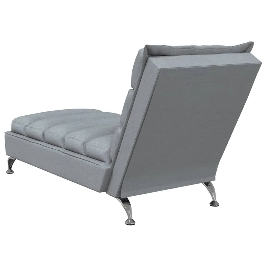 Chaise longue avec coussins gris clair tissu - 6