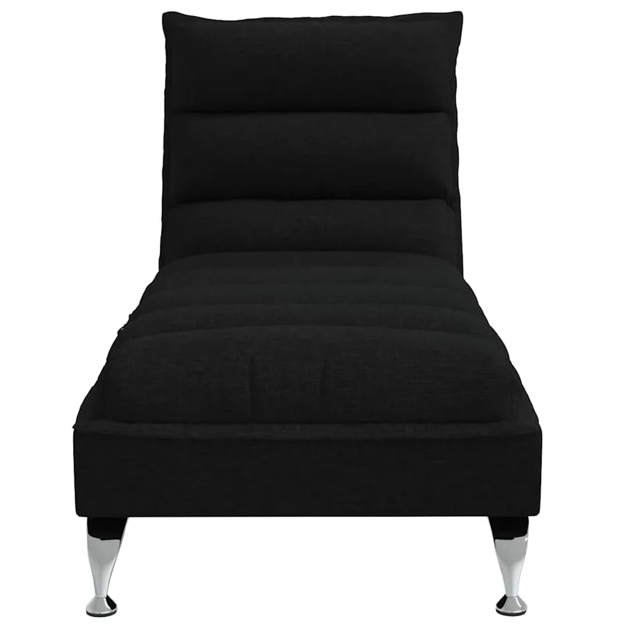 Chaise longue de massage avec coussins noir tissu - 4
