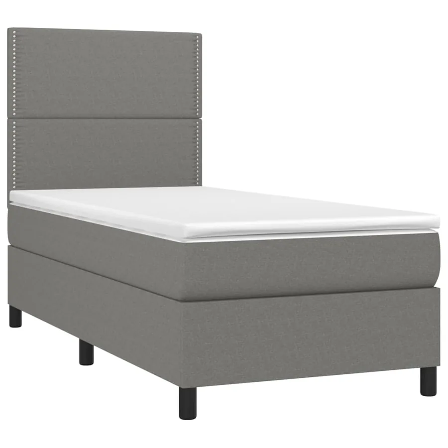 Sommier à lattes de lit et matelas Gris foncé 90x190 cm Tissu - 3