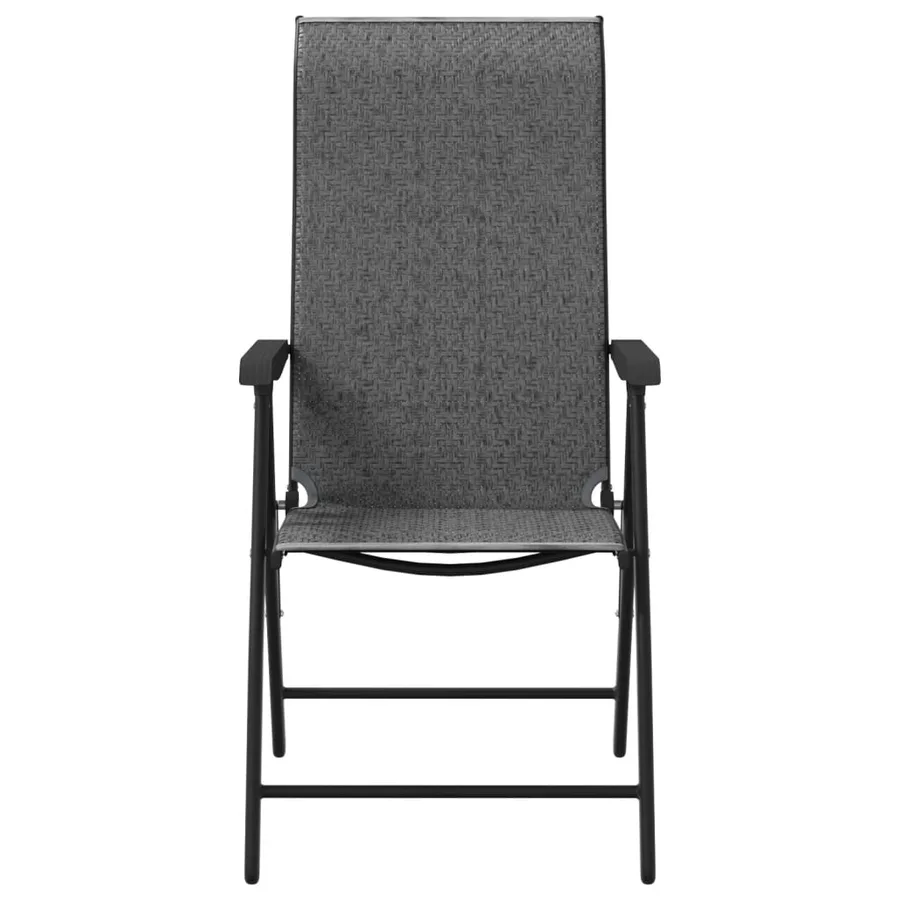Chaises pliables de jardin lot de 8 gris résine tressée - 5