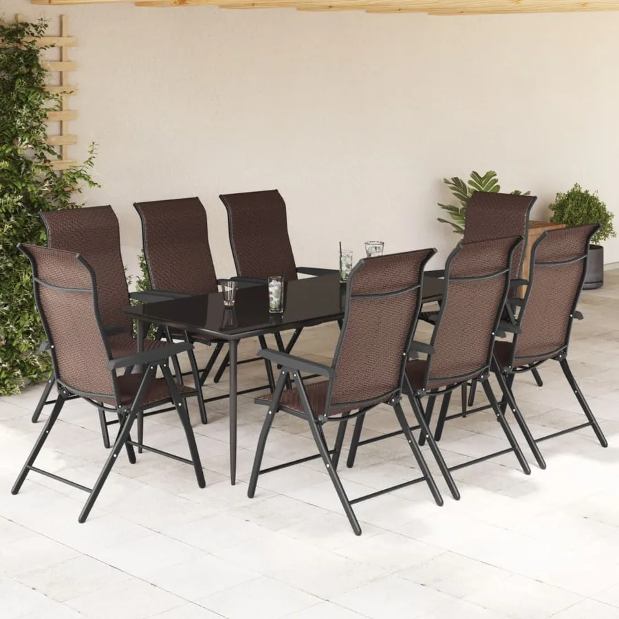 Chaises pliables de jardin lot de 8 marron résine tressée - 3