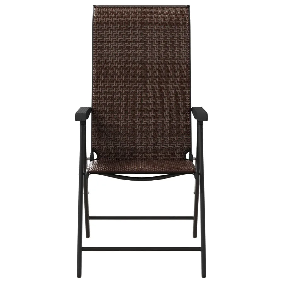 Chaises pliables de jardin lot de 8 marron résine tressée - 5