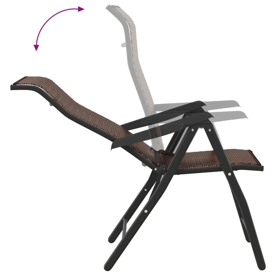 Chaises pliables de jardin lot de 8 marron résine tressée - 9