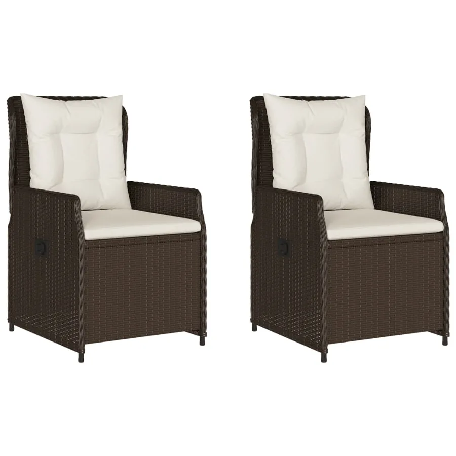 Chaises inclinables de jardin lot de 2 marron résine tressée - 2