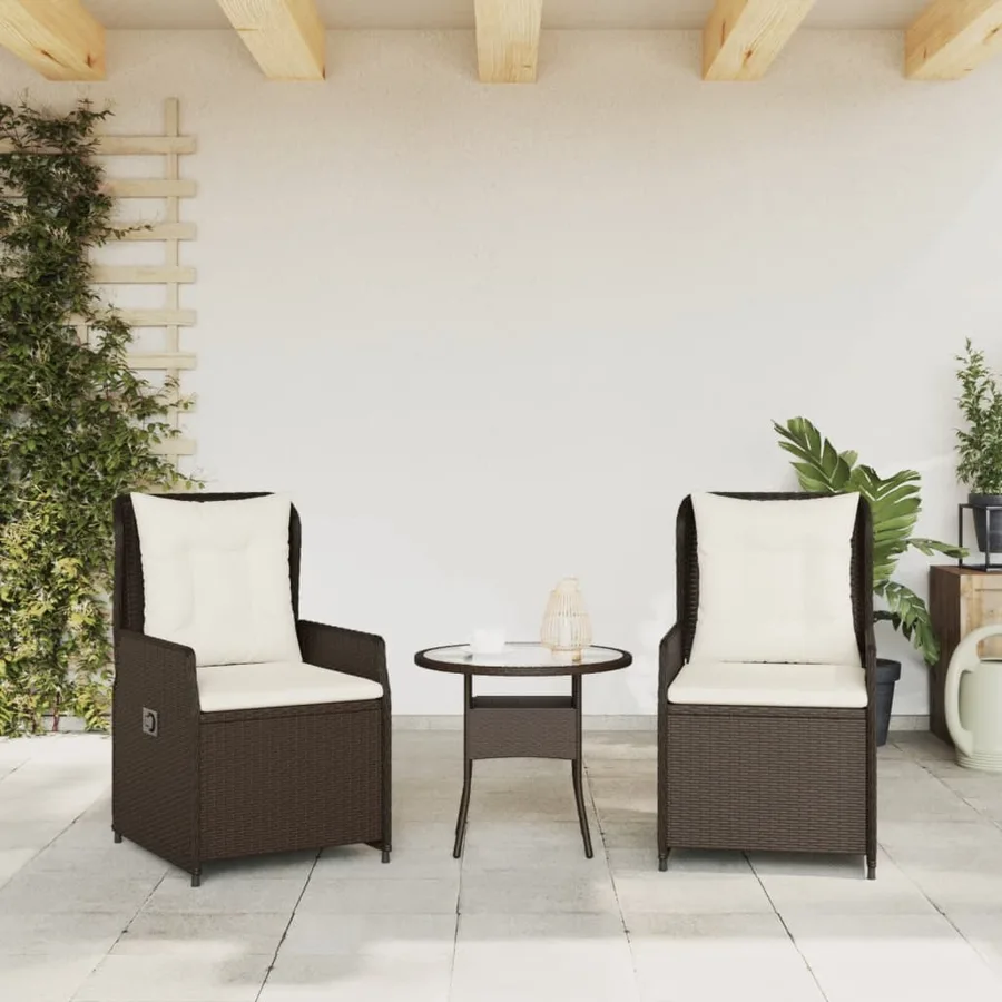 Chaises inclinables de jardin lot de 2 marron résine tressée - 3