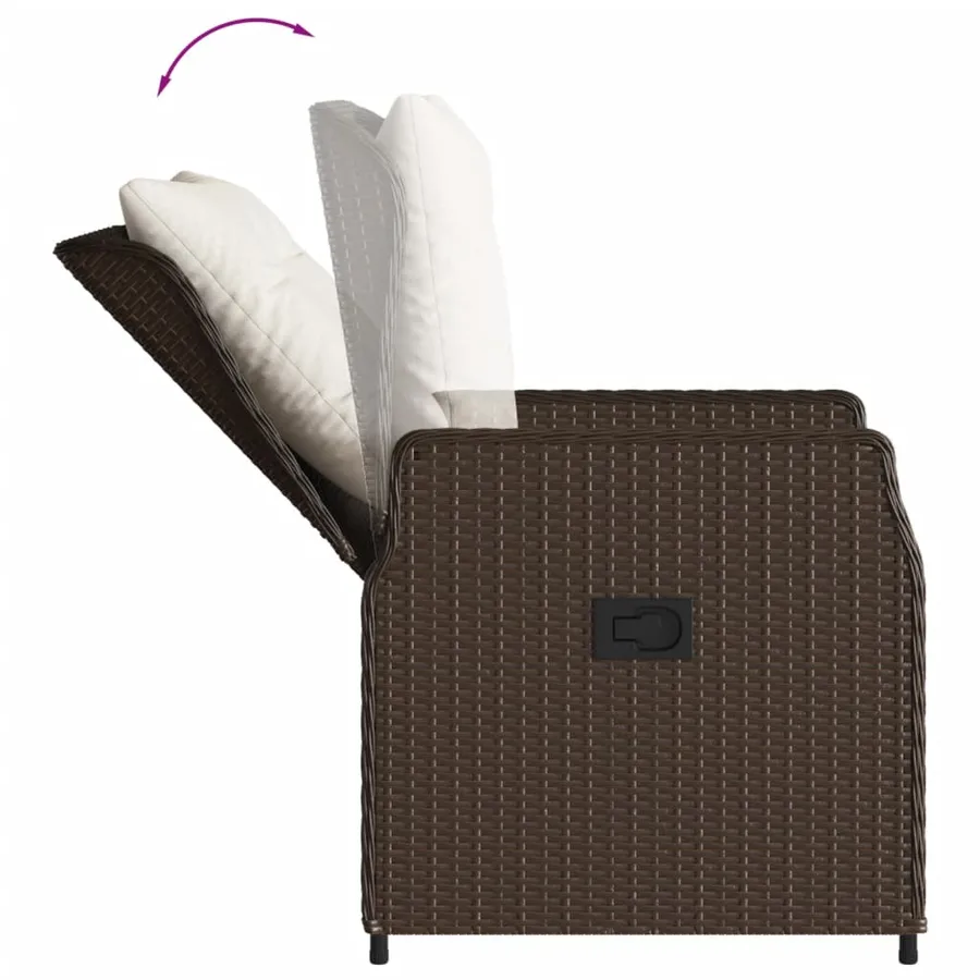 Chaises inclinables de jardin lot de 2 marron résine tressée - 8