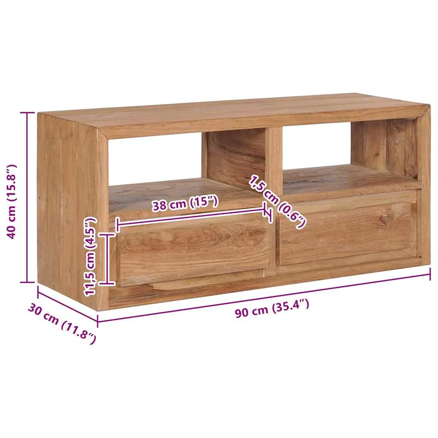 Meuble TV 90x30x40 cm bois de teck solide - 8