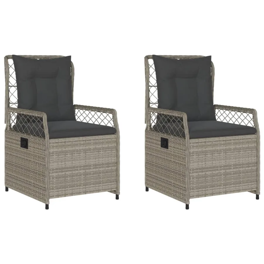 Chaises inclinables de jardin lot de2 gris clair résine tressée - 2
