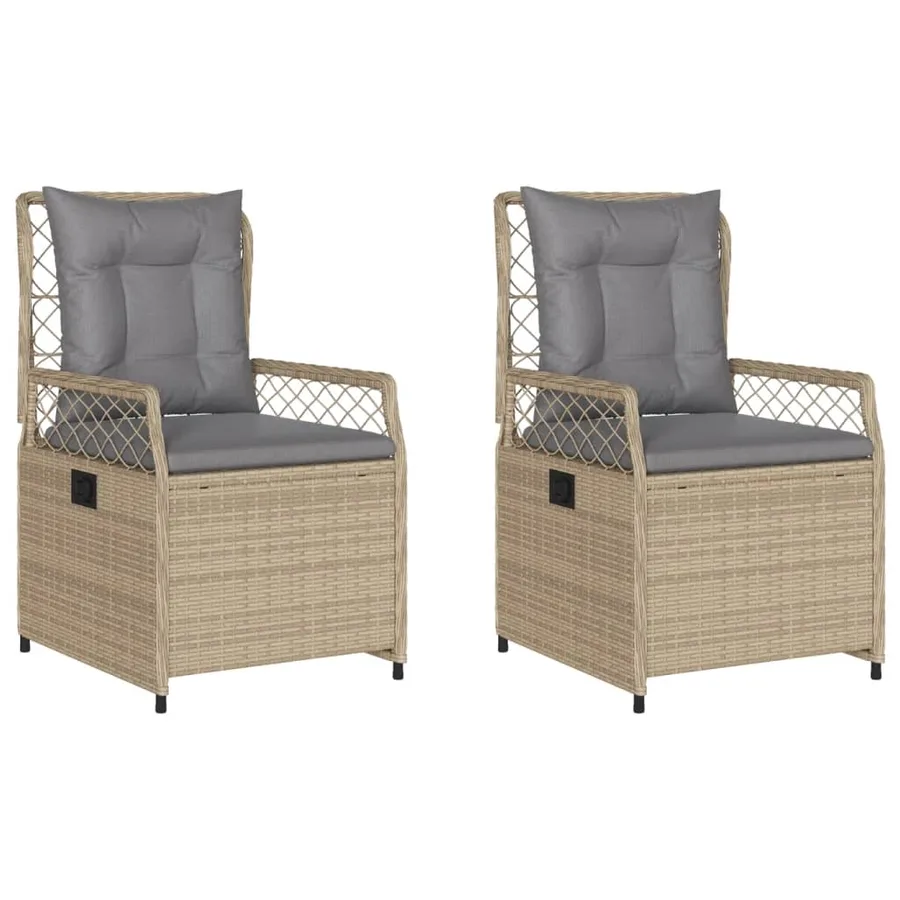 Chaises inclinables de jardin lot de 2 beige résine tressée - 2