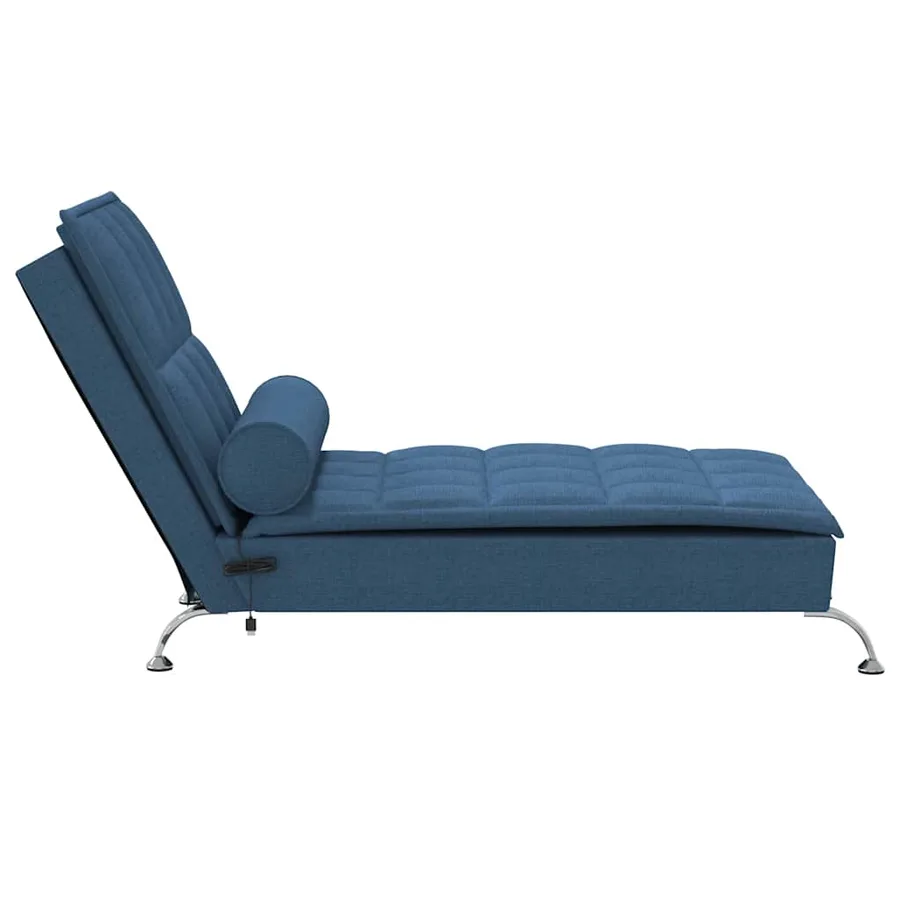 Chaise longue de massage avec traversin bleu tissu - 5