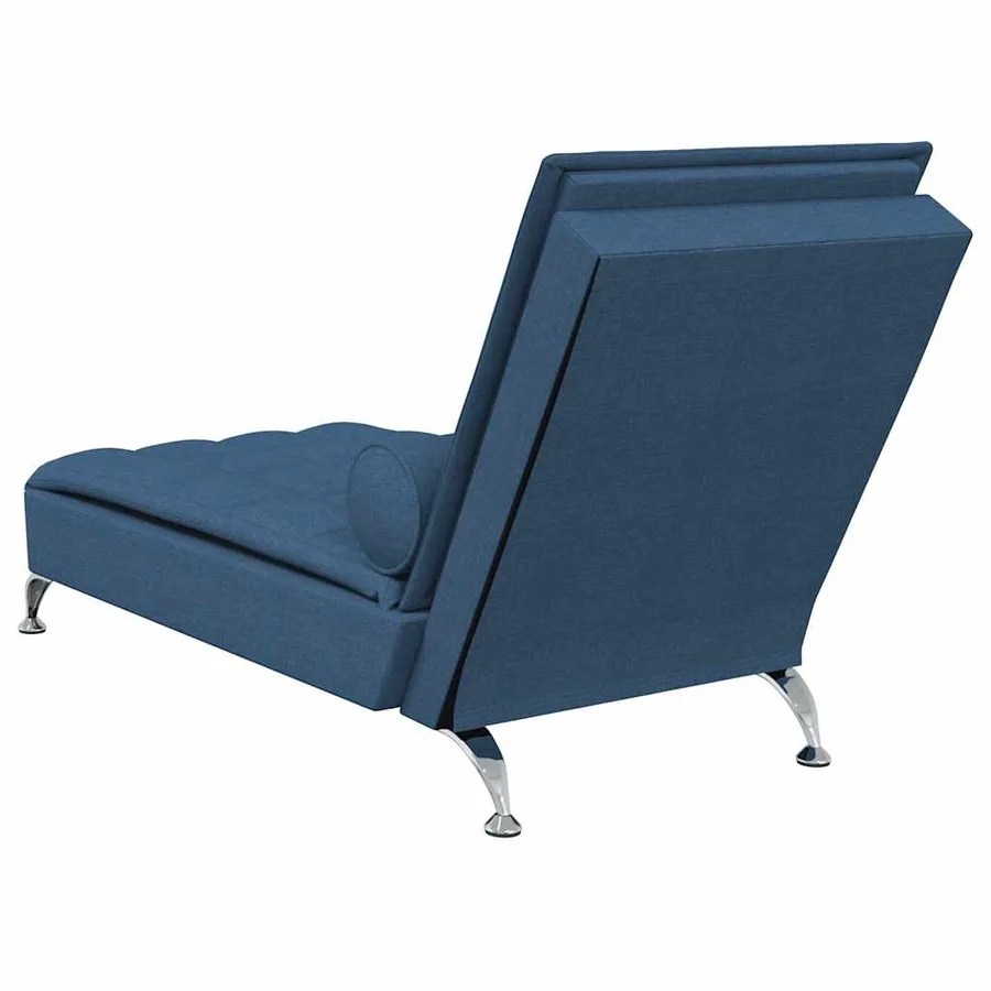 Chaise longue de massage avec traversin bleu tissu - 6