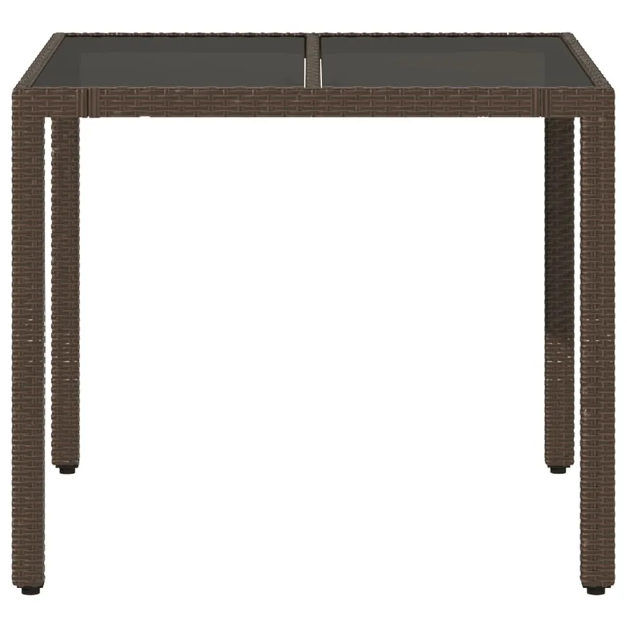 Table de jardin avec dessus en verre marron résine tressée - 4