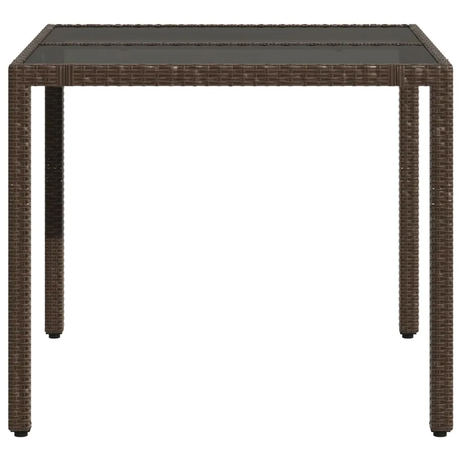 Table de jardin avec dessus en verre marron résine tressée - 5