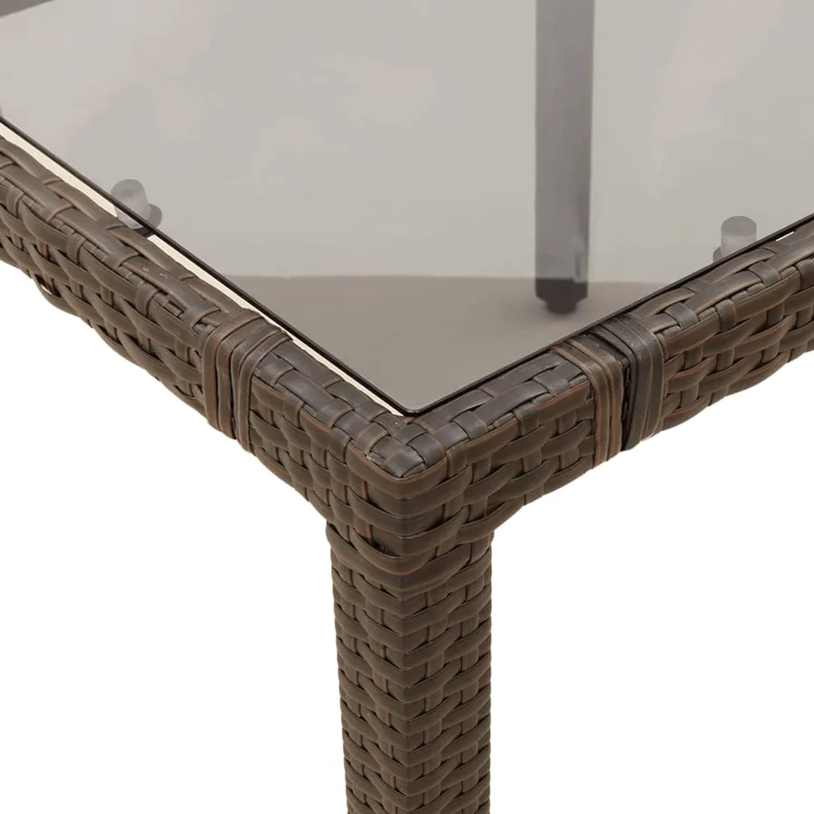 Table de jardin avec dessus en verre marron résine tressée - 8