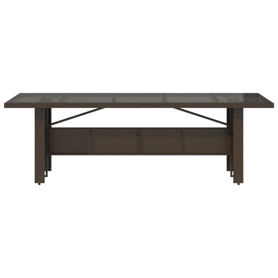 Table de jardin avec dessus en verre marron résine tressée - 4