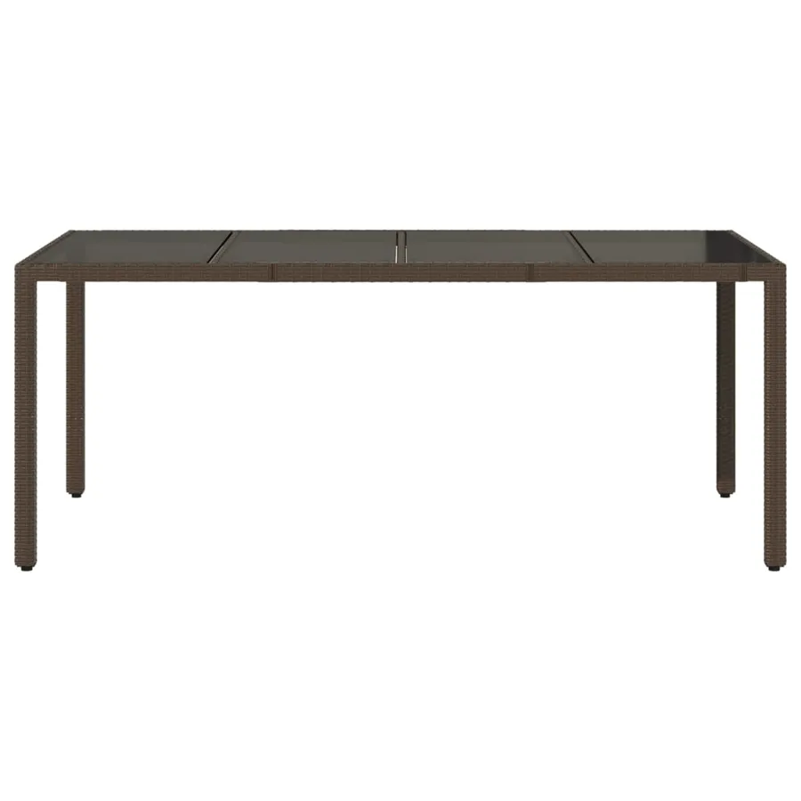 Table de jardin avec dessus en verre marron résine tressée - 4