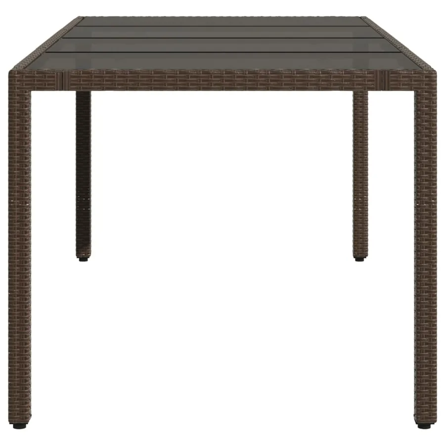Table de jardin avec dessus en verre marron résine tressée - 5