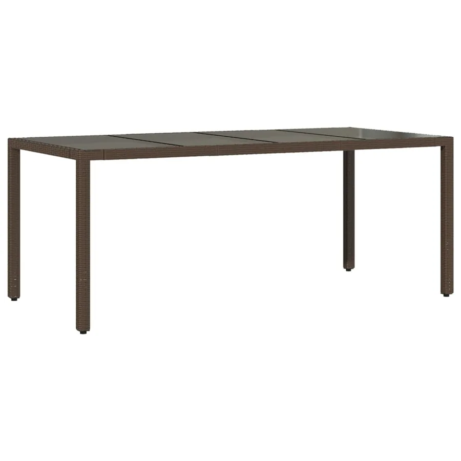 Table de jardin avec dessus en verre marron résine tressée - 6