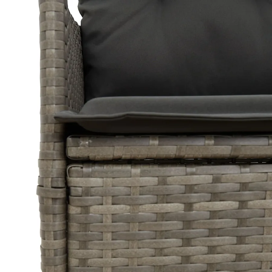Canapé de jardin inclinable 2 places avec table gris poly rotin - 9