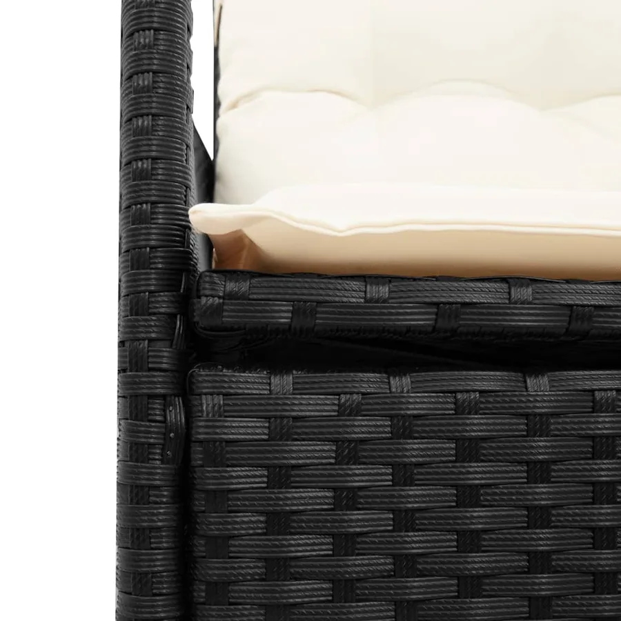 Canapé de jardin inclinable 2 places avec table noir poly rotin - 8