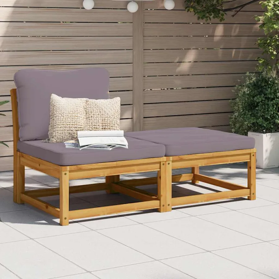 Salon de jardin 3 pcs avec coussins bois massif d'acacia - 3