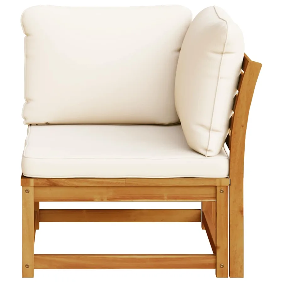 Canapé d'angle de jardin coussins 73x73x65cm bois massif acacia - 4
