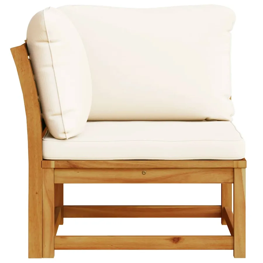 Canapé d'angle de jardin coussins 73x73x65cm bois massif acacia - 5