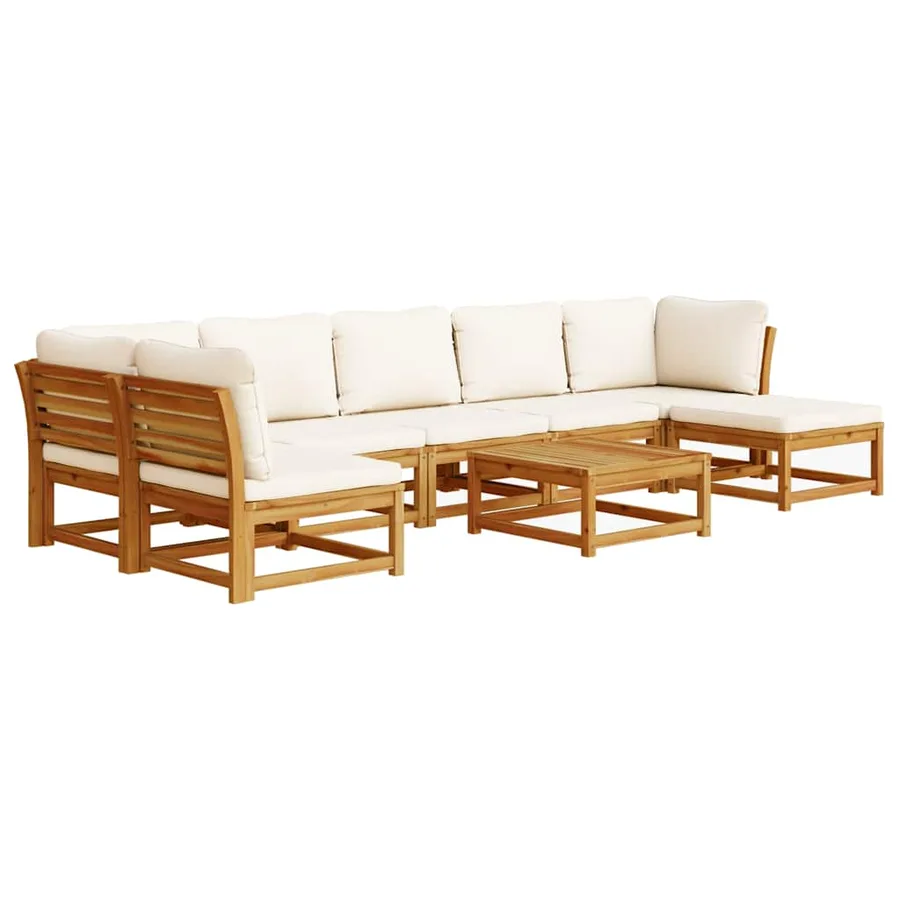 Salon de jardin avec coussins 8 pcs bois massif d'acacia - 2