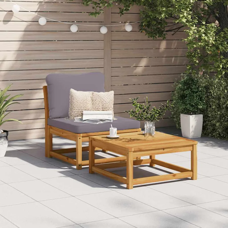 Salon de jardin avec coussins bois massif d'acacia - 3
