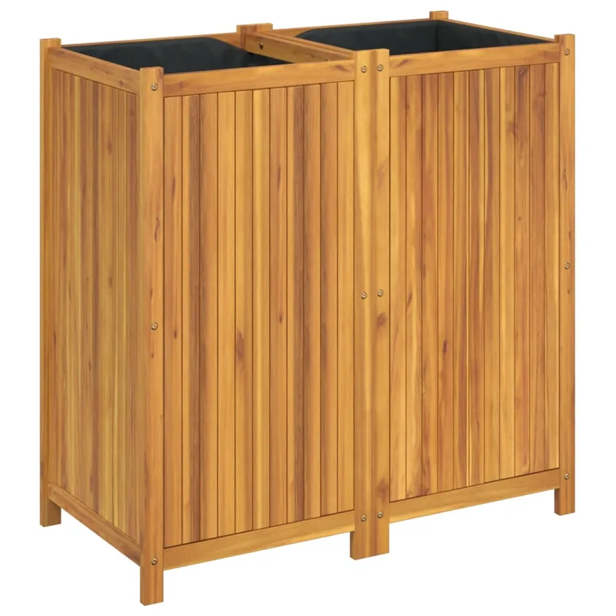 Jardinière avec doublure 100x50x100 cm bois massif d'acacia - 2