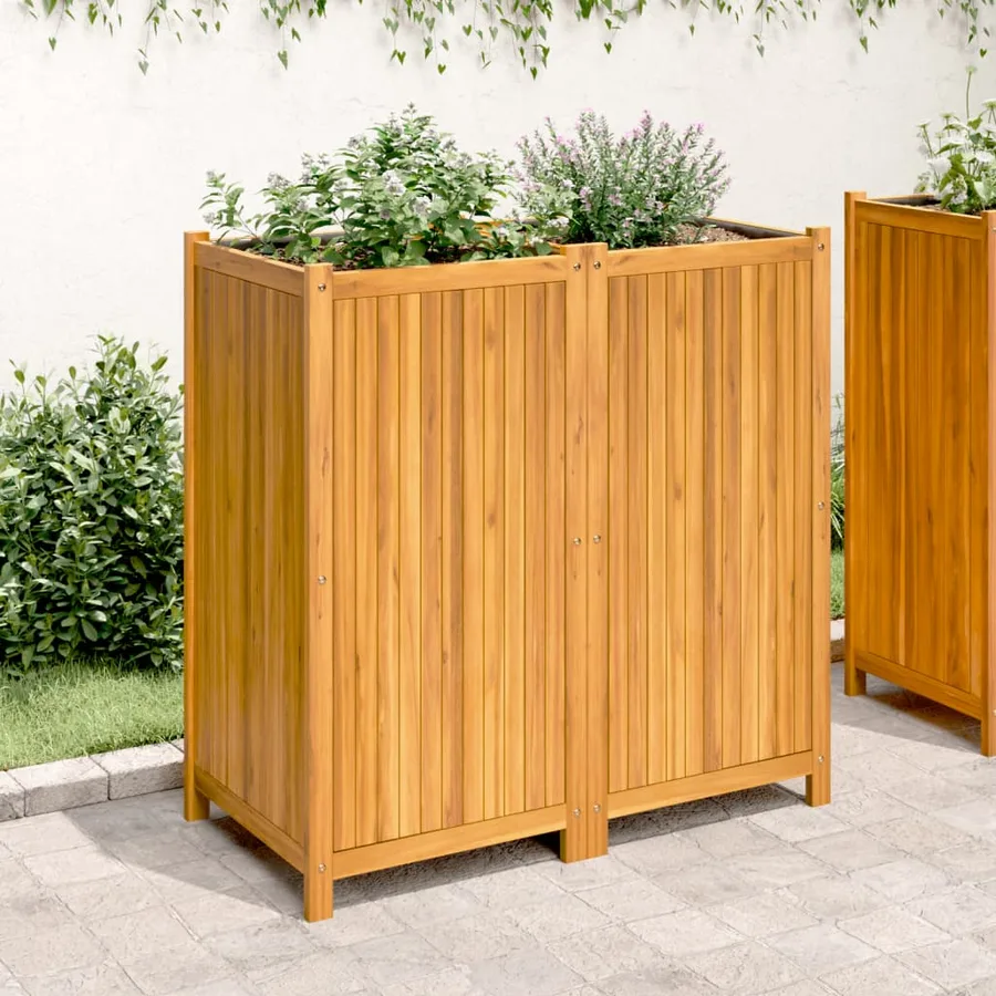 Jardinière avec doublure 100x50x100 cm bois massif d'acacia - 3