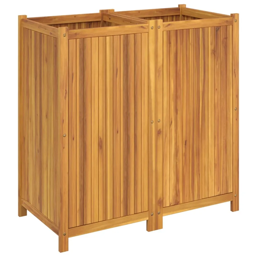 Jardinière avec doublure 100x50x100 cm bois massif d'acacia - 5