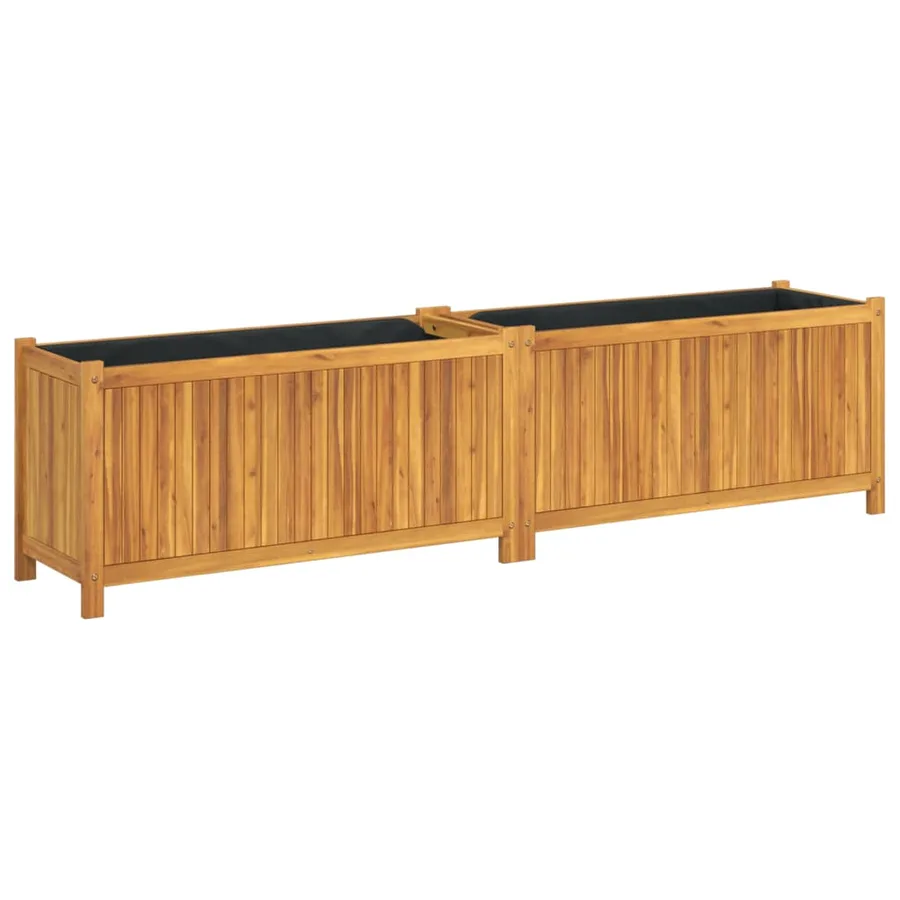Jardinière avec doublure 199x38,5x50 cm bois massif d'acacia - 2