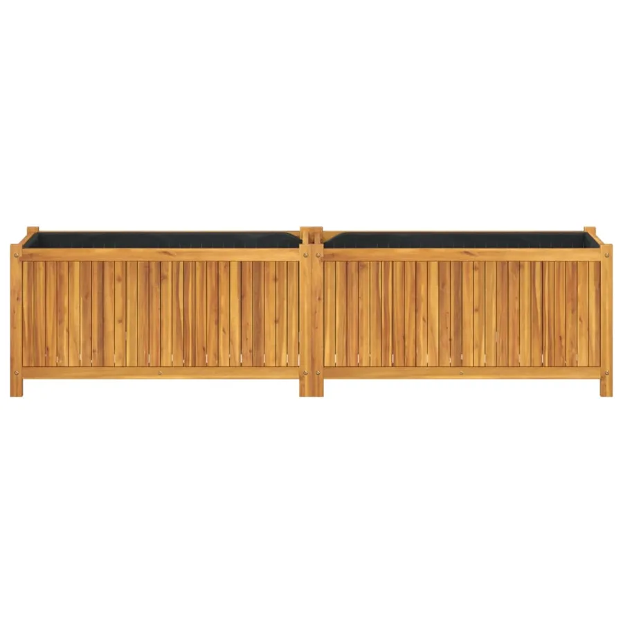 Jardinière avec doublure 199x38,5x50 cm bois massif d'acacia - 4
