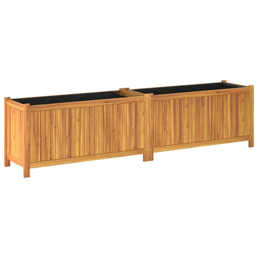 Jardinière avec doublure 199x38,5x50 cm bois massif d'acacia - 7