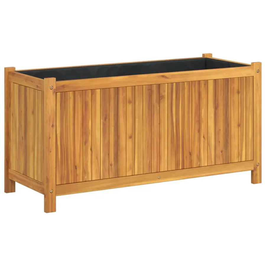 Jardinière avec doublure 99,5x38x50 cm bois massif d'acacia - 2