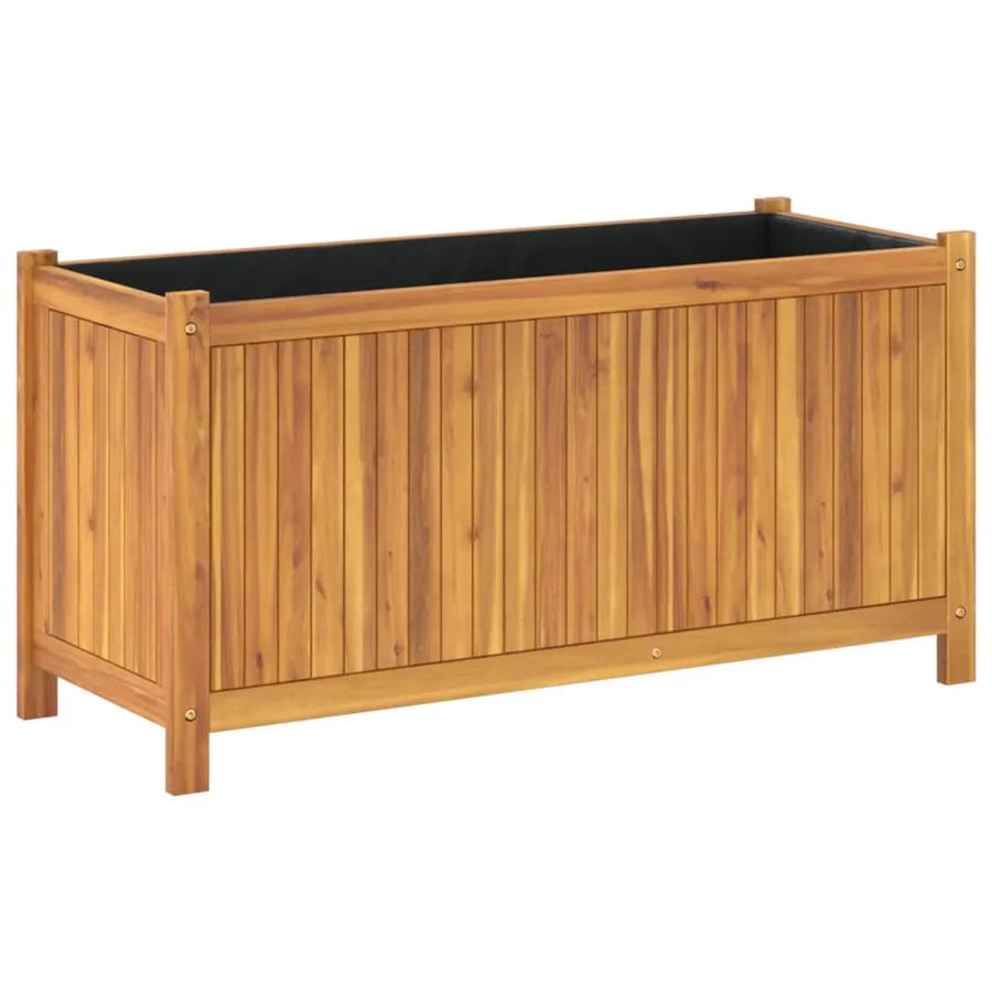 Jardinière avec doublure 99,5x38x50 cm bois massif d'acacia - 7